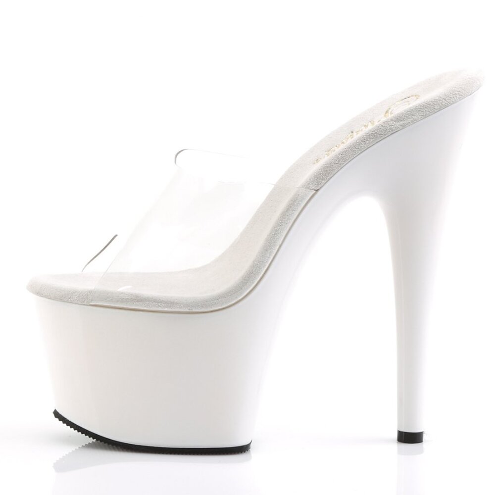 Clear White Platform Heels | High Heel Mule Sandals for Women
